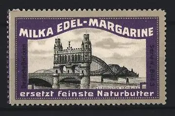 Reklamemarke Deutsche Brücken, Milka Edel-Margarine, Elbbrücke in Hamburg