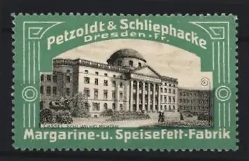 Reklamemarke Dresden, Petzoldt & Schliephacke Margarine & Speisefett Fabrik, Cassel Schloss Wilhelmshöhe