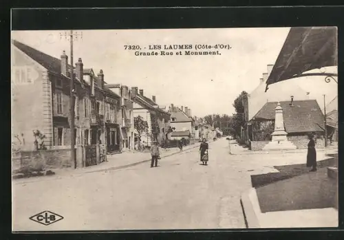 AK Les Laumes, Grande-Rue et Monument