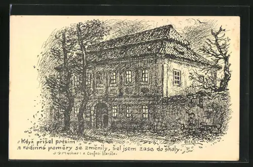 Künstler-AK Brandys nad Labem, Piaristica Skola