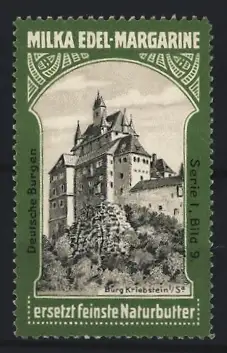 Reklamemarke Milka Edel-Margarine, Serie Deutsche Burgen, Burg Kriebstein i. Sa.