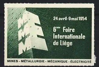 Reklamemarke Liège, 6ème Foire Internationale 1954, Messegebäude
