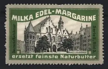 Reklamemarke Milka Edel-Margarine, Rathaus in Hildesheim