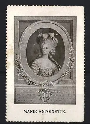 Reklamemarke Königin von Frankreich Marie Antoinette von Österreich-Lothringen, Porträt mit Blumengirlande
