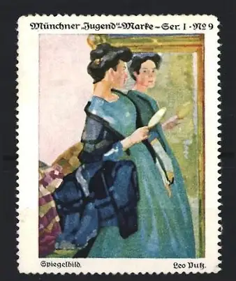 Reklamemarke München, Jugend, Spiegelbild, Leo Putz