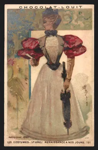 Sammelbild Chocolat Louit, Les Costumes, 2e Série, Renaissance a nos Jours