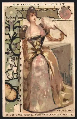 Sammelbild Chocolat Louit, Les Costumes, 2e Série, Renaissance a nos Jours