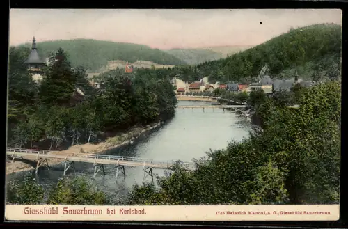 AK Giesshübl Sauerbrunn /Karlsbad, Teilansicht aus der Vogelschau