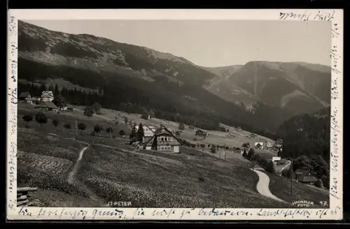 AK St. Peter, Totalansicht mit Bergpanorama