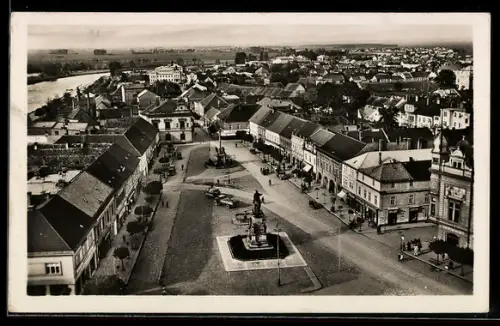 AK Lázne Podebrady, Marktplatz aus der Vogelschau