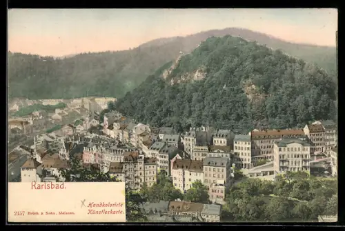 AK Karlsbad, Totalansicht aus der Vogelschau