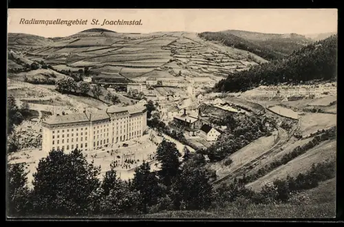 AK St. Joachimstal, Totalansicht aus der Vogelschau