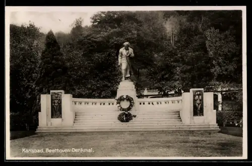 AK Karlsbad, Partie am Beethoven-Denkmal