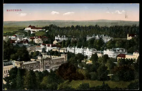 AK Marienbad, Totalansicht aus der Vogelschau