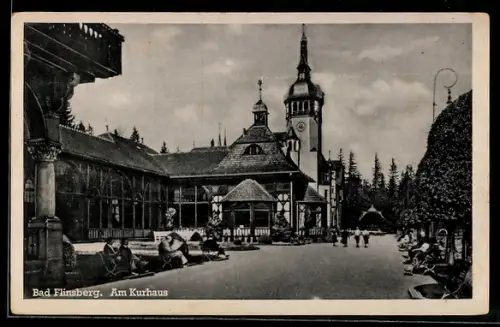 AK Bad Flinsberg /Isergebirge, Kurpromenade am Kurhaus