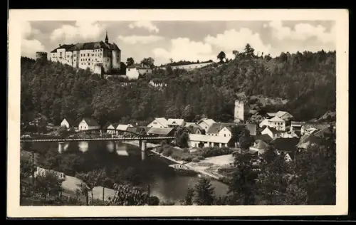 AK Cesky Sternberk, Flusspartie mit Brücke