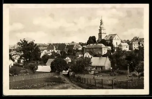 AK Zdar, Ortsansicht mit Kirche