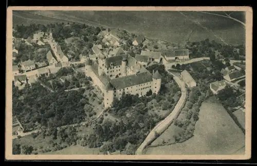 AK Höchstädt a. D., Schloss aus der Luft