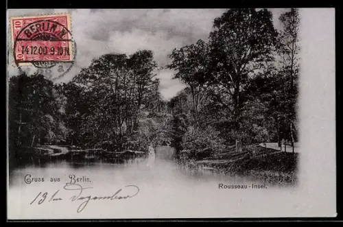 AK Berlin, Grosser Tiergarten, Rousseau-Insel