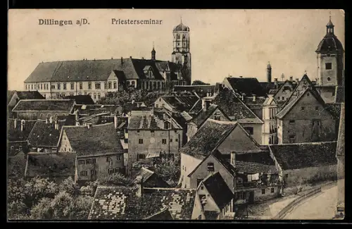 AK Dillingen a /D., Teilansicht mit Priesterseminar
