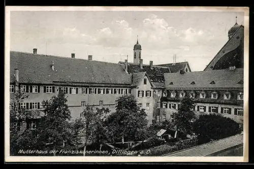 AK Dillingen a. D., Mutterhaus der Franziskanerinnen mit Garten aus der Vogelschau