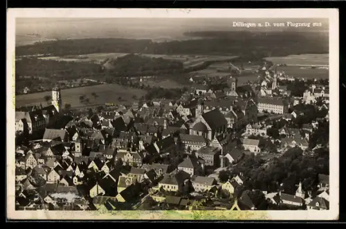 AK Dillingen a. D., Ansicht der Stadt vom Flugzeug aus