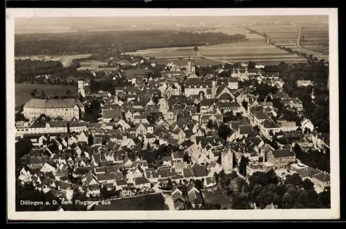 AK Dillingen a. D., Totalansicht vom Flugzeug aus