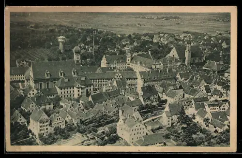 AK Dillingen a. D., Flugzeugaufnahme, Stadtansicht, Dächer, Wasserturm