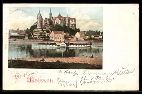 AK Meissen, Ortsansicht mit MS Bohemia