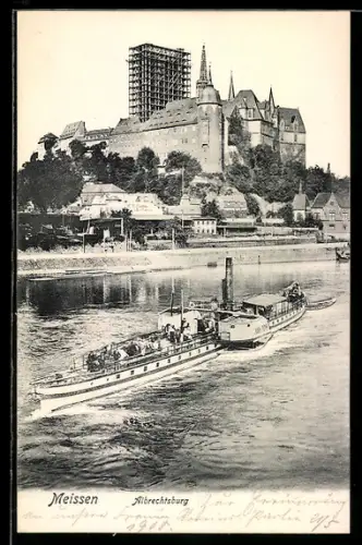 AK Meissen, Albrechtsburg und Elbdampfschiff