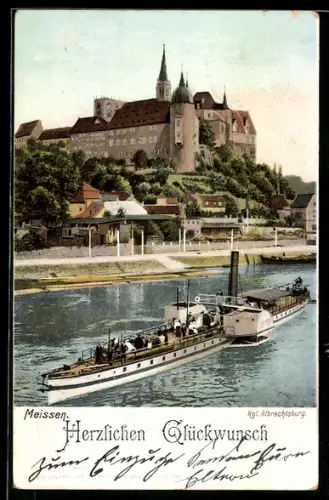 AK Binnendampfer bei Meissen auf der Elbe
