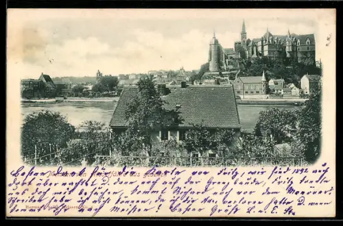 AK Meissen, Dom, Schloss, Ortsansicht von Niederfähre aus