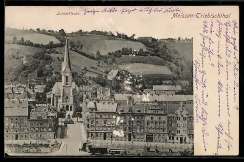 AK Meissen-Triebischtal, Teilansicht mit Lutherkirche