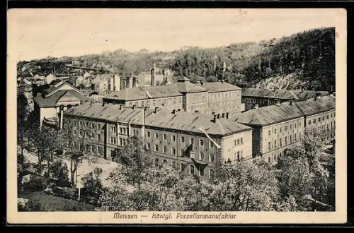 AK Meissen, Königl. Porzellanmanufaktur, von oben gesehen