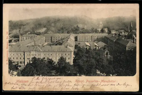 AK Meissen, Königl. Porzellan-Manufaktur, Ansicht aus der Vogelschau