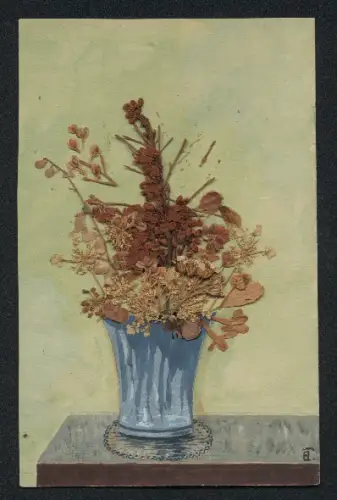 Trockenblumen-AK Vase mit Trockenblumen
