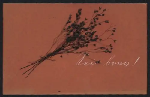Trockenblumen-AK Sei brav!, Gräser-Strauss
