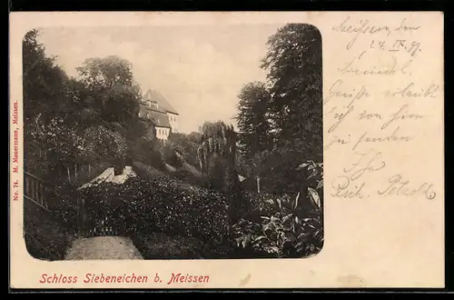 AK Meissen, Blick zum Schloss Siebeneichen