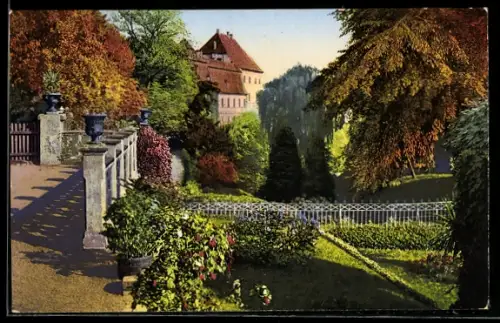 AK Meissen, Blick zum Schloss Siebeneichen