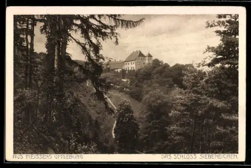 AK Meissen, Blick zum Schloss Siebeneichen