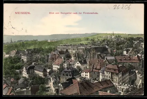 AK Meissen, Blick vom Domgerüst nach der Fürstenschule