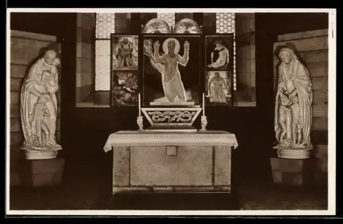 AK Meissen, Kriegergedächtniskirche v. Prof. E. P. Börner, Altar, Porzellan