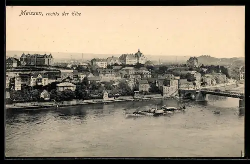 AK Meissen, Ansicht rechts der Elbe