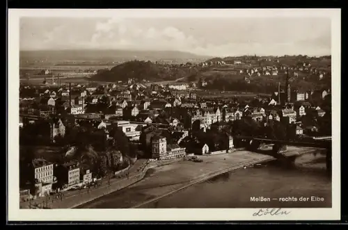 AK Meissen, Ansicht rechts der Elbe