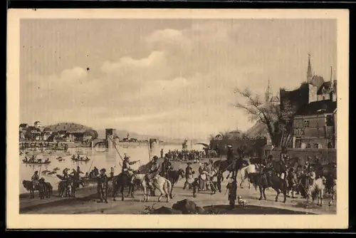 AK Meissen, Kosakenübergang über die Elbe am 27. März 1813