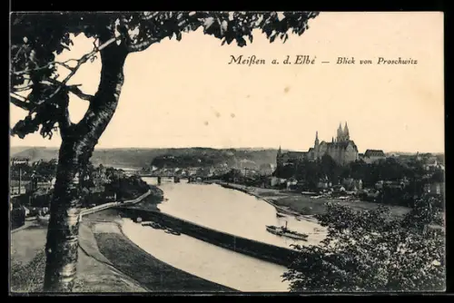 AK Meissen a. d. Elbe, Blick von Proschwitz