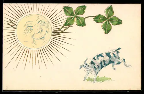 AK Ziegenbock unter einem lächelnden Mond, Metamorphose