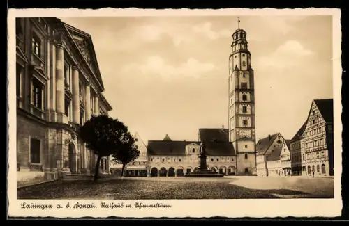 AK Lauingen a. d. Donau, Rathaus mit Schimmelturm