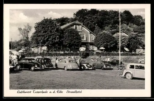 AK Tesperhude a. d. Elbe, Strandhotel S. Scholz, mit Parkplatz