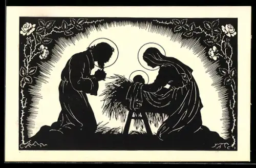 Künstler-AK Josefine Allmayer: Maria und Josef mit dem Christkind